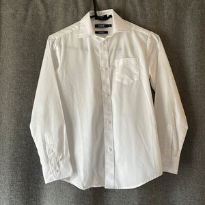 IZOD Boys' White Long Sleeve Button-Down Collared Dress Shirt Size 12